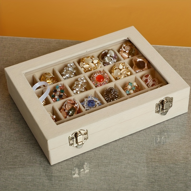 Flannelette 24 Grid Ornaments Earring Box